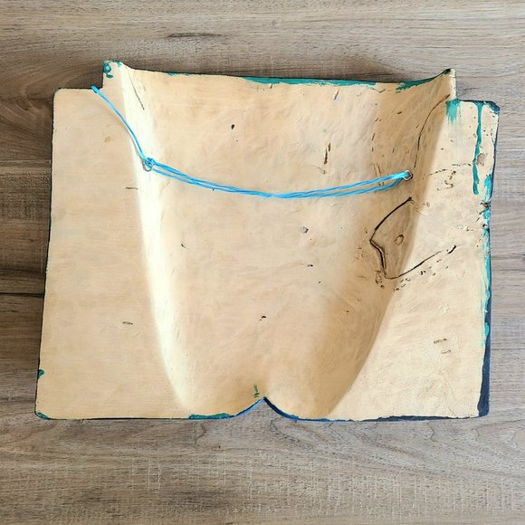 Wooden Abstract Multicolored Face Wall Hanging. Looks like Laurel Burch. - Picture 4 of 5